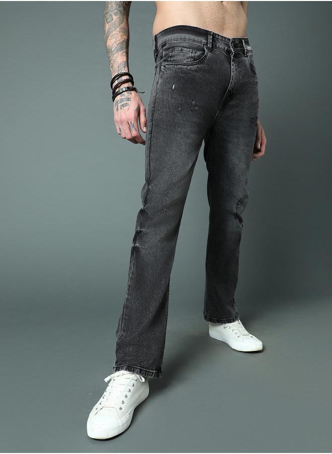 HIGH STAR - Mid Rise Regular Fit Faded Jeans by Styli - Image 1