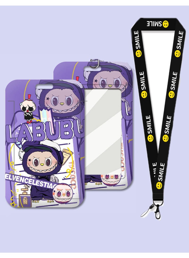LABUBU Rabu Cloth Cartoon Cute Slide Card Cover Student Meal Card Bus Card ID Protector Case 