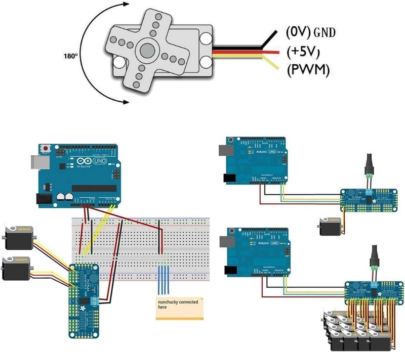 Electrobot SG90 Micro Servo Motor with 16-Channel 12-Bit PWM Servo Driver I2C Module Combo for Rduino UNO Mega Raspberry Pi Robotics DIY Projects (5 SG90 Motors + 1 PCA9685 Board) - Image 5