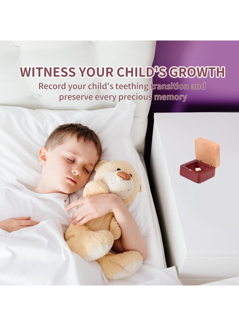 Wooden Tooth Fairy Box Baby Teeth Box with Magnetic Closure, Portable First Tooth Keepsake Box, Wooden Baby Tooth Box Storing Shed Milk Teeth, Fetal Hair and Umbilical Cord for Baby and Kids - Image 3