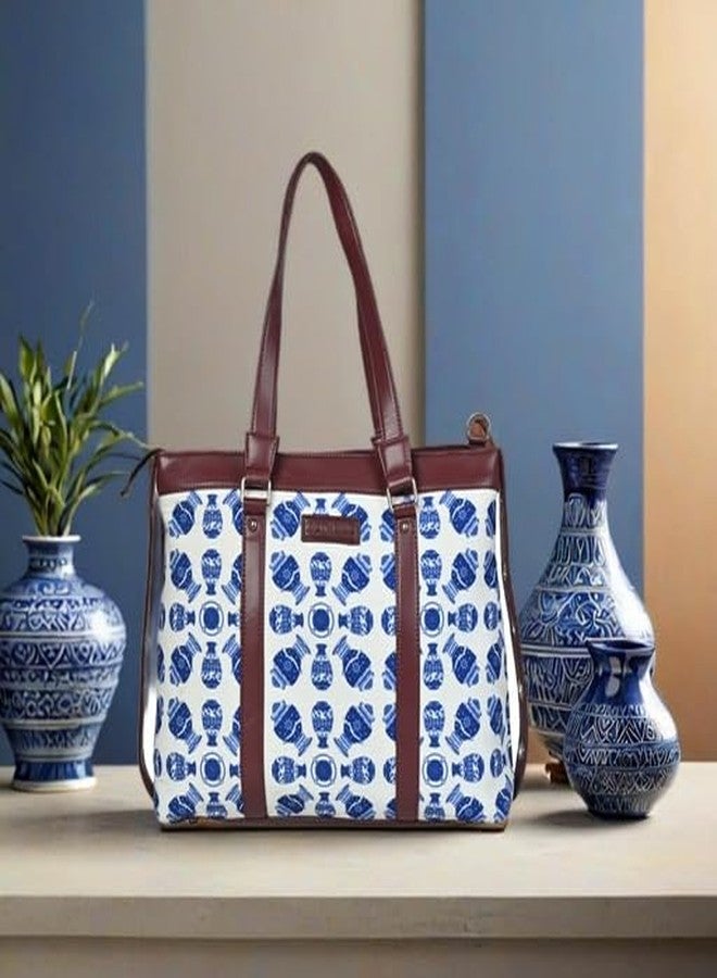 Bot Bag laptop handbag for women Blue pottery Motif - Image 3