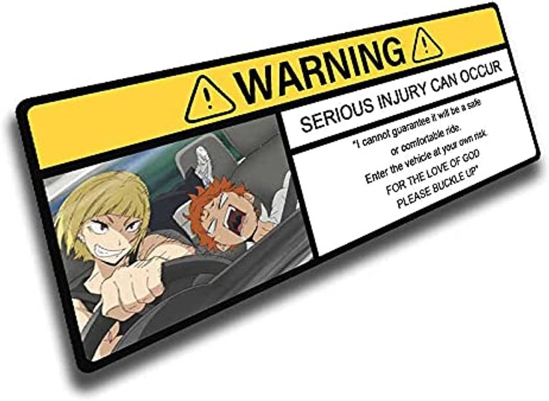 EARLFAMILY 5.1'' for Driving Safety Warning Anime Car Stickers Cartoon Decal Car Accessories Sun Visor Window Decor (Style H) - Image 1