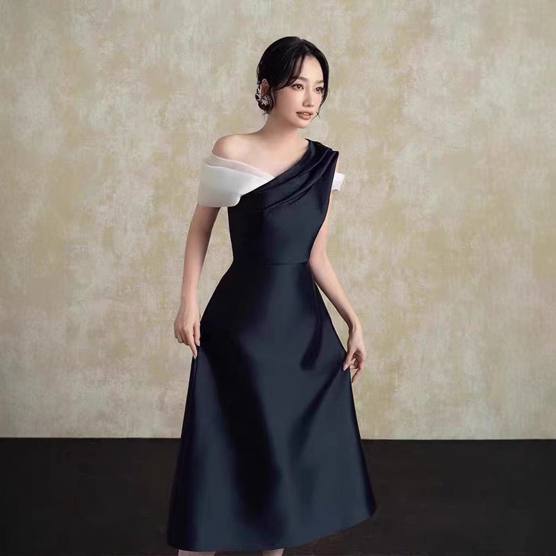 Women's Color Block One Shoulder Evening Maxi Dress ZK50003 - Image 3