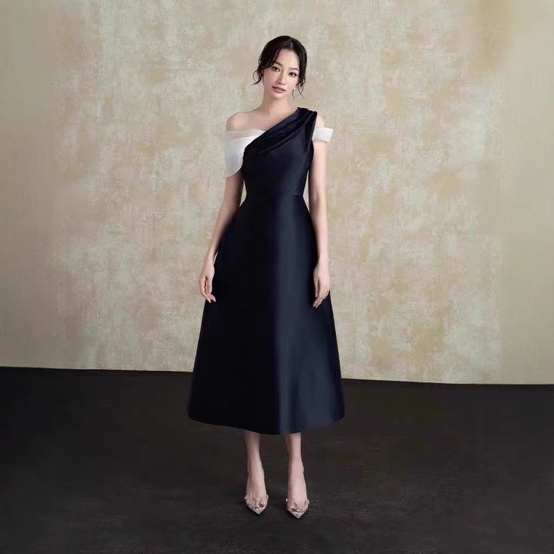 Women's Color Block One Shoulder Evening Maxi Dress ZK50003 - Image 1