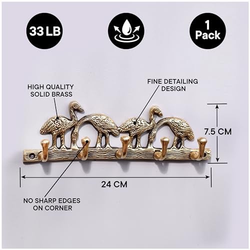 Indian-Shelf IndianShelf Handmade Brass Birds On Tree Branch Wall Hooks Hangers Holders (7.53 cm, Golden, 1 Piece) (BTH-235-1) - Image 4