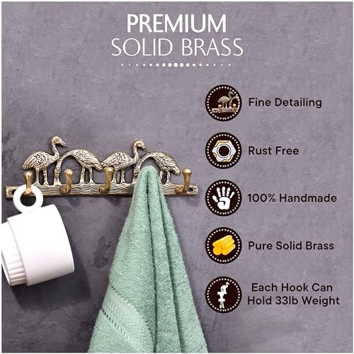 Indian-Shelf IndianShelf Handmade Brass Birds On Tree Branch Wall Hooks Hangers Holders (7.53 cm, Golden, 1 Piece) (BTH-235-1) - Image 2