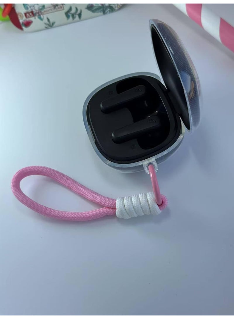 Clear Silicone Case for Soundcore by Anker R50i Case With Rope,Cover, Protective Skin by Anker R50i Headphones Headset (Clear with Rope) (EARBUDS NOT INCLUDED) (Pink White) - Image 3