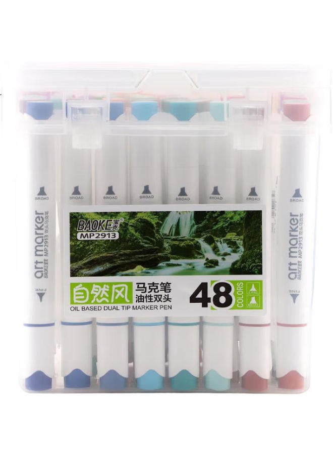 Baoke (Baoke) Mp2913-60 Alcohol-Based Dual Tip Marker Set Student Hand-Painted Cartoon Design Drawing Pen Marker Pen 60 Colors - Image 3