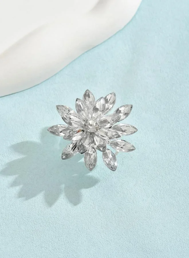Take Two Take Two Silver Flower Statement Ring
