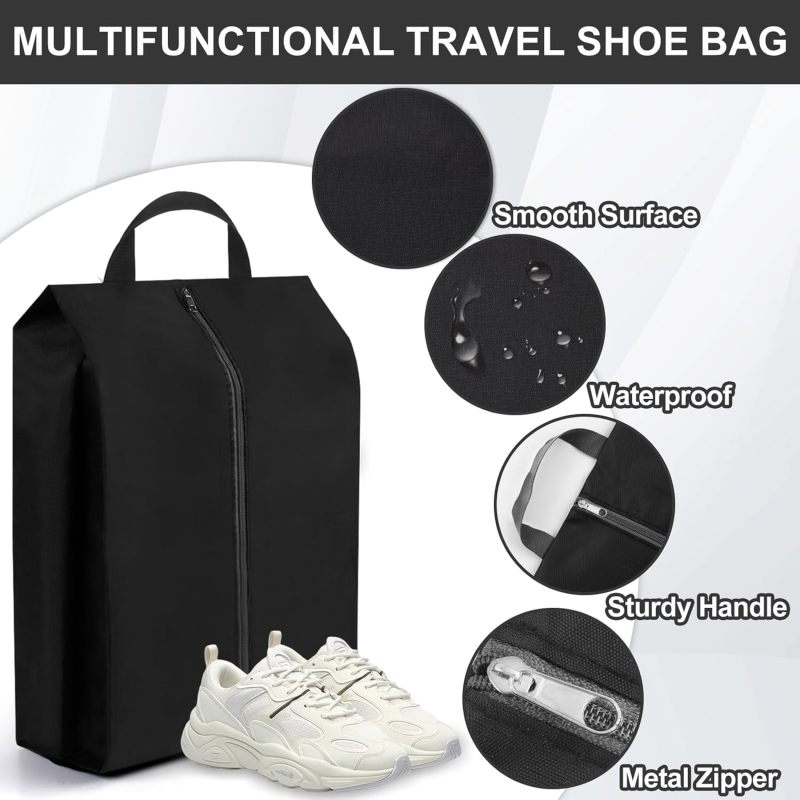 Shoe Organizer XL Gray Compact Lightweight Design - Durable Polyester Multifunctional Storage Bag for Travel Home Closets Unisex Use - Image 3