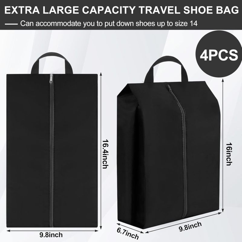 Shoe Organizer XL Gray Compact Lightweight Design - Durable Polyester Multifunctional Storage Bag for Travel Home Closets Unisex Use - Image 2