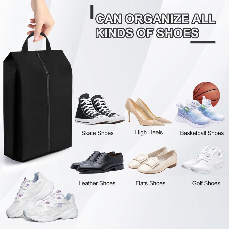 Shoe Organizer XL Gray Compact Lightweight Design - Durable Polyester Multifunctional Storage Bag for Travel Home Closets Unisex Use - Image 5