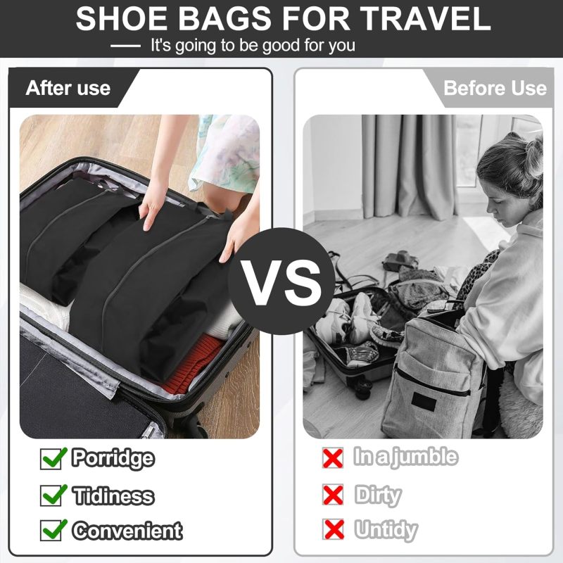 Shoe Organizer XL Gray Compact Lightweight Design - Durable Polyester Multifunctional Storage Bag for Travel Home Closets Unisex Use - Image 4