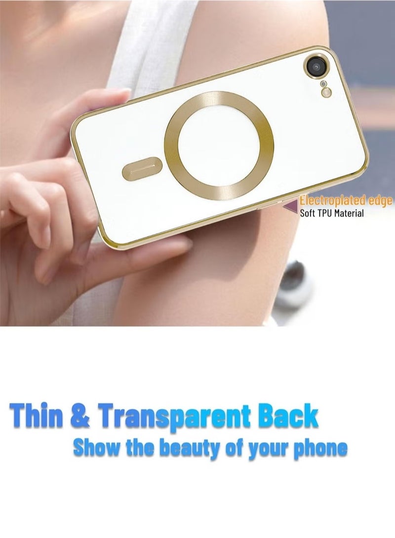 ELTRAZONE Apple iPhone 16e 5G 2025 MagSafe Compatible PU Clear Case – Luxury Plating Finish, Raised Lips for Camera Protection, Shockproof Transparent Cover with Slim Fit Design & Precise Cutouts Gold - Image 2