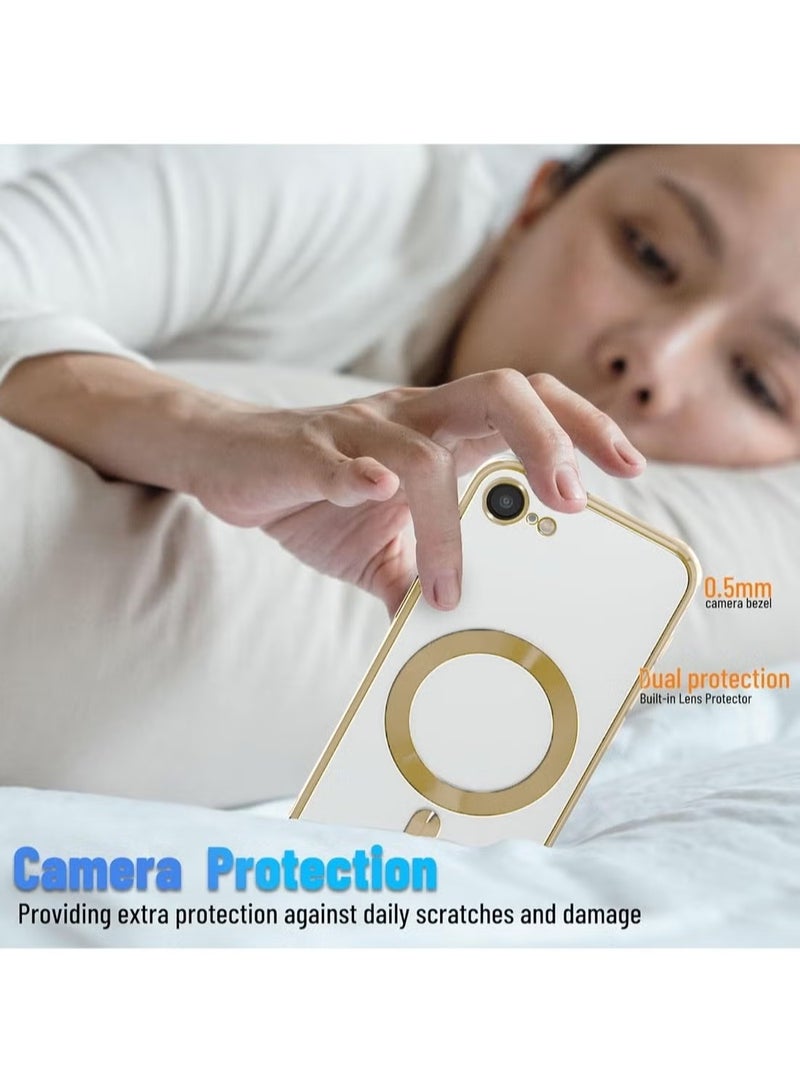 ELTRAZONE Apple iPhone 16e 5G 2025 MagSafe Compatible PU Clear Case – Luxury Plating Finish, Raised Lips for Camera Protection, Shockproof Transparent Cover with Slim Fit Design & Precise Cutouts Gold - Image 3