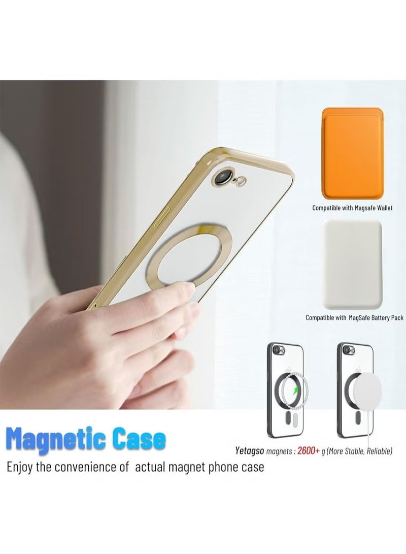 ELTRAZONE Apple iPhone 16e 5G 2025 MagSafe Compatible PU Clear Case – Luxury Plating Finish, Raised Lips for Camera Protection, Shockproof Transparent Cover with Slim Fit Design & Precise Cutouts Gold - Image 4