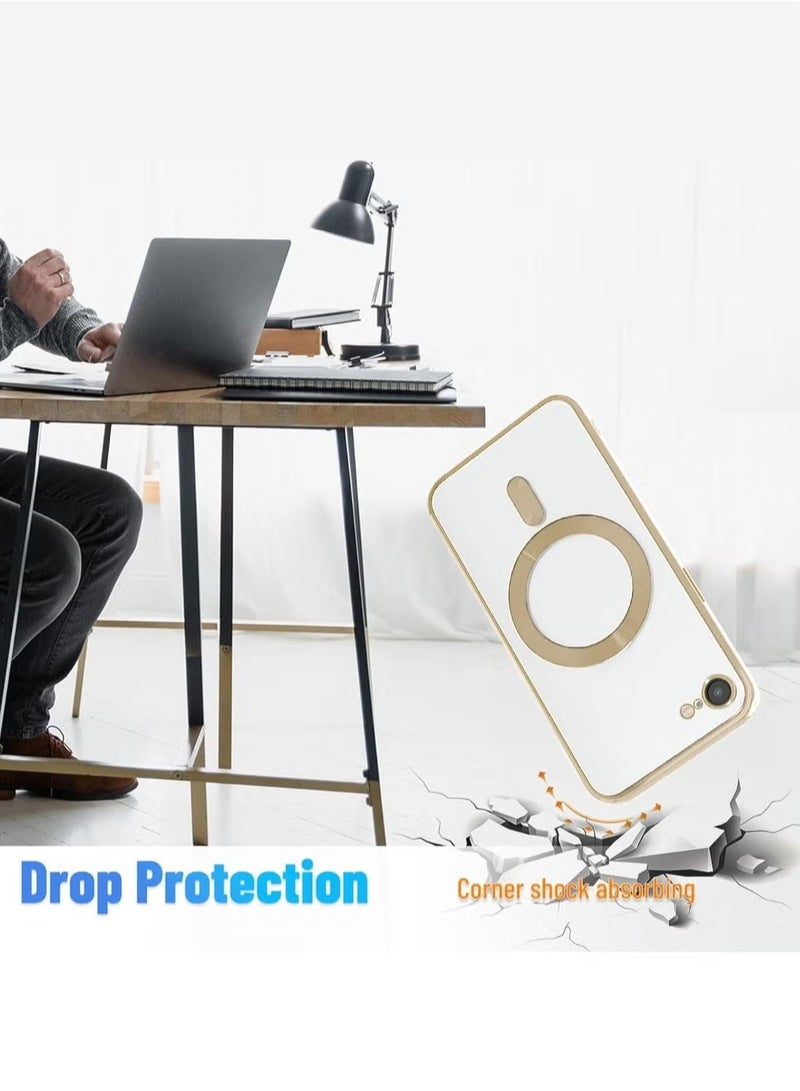 ELTRAZONE Apple iPhone 16e 5G 2025 MagSafe Compatible PU Clear Case – Luxury Plating Finish, Raised Lips for Camera Protection, Shockproof Transparent Cover with Slim Fit Design & Precise Cutouts Gold - Image 5