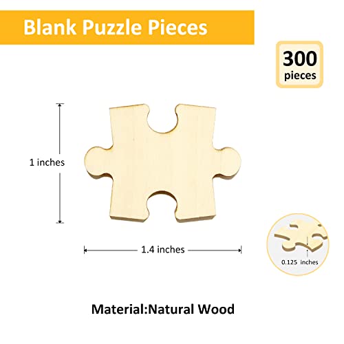 MoinKidz 300 Piece Blank Wooden Puzzle Pieces to Draw on Unfinished Freeform Jigsaw Puzzles for Crafts DIY Each Piece 14x1 Inches with Round Traditional Knob Interlocks - Image 5