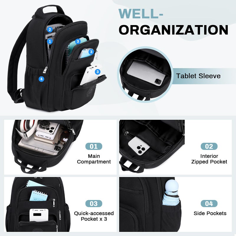 Sisipoet Mini Backpack for Women, 2pcs Small Backpack for Ladies Bookbag Purse for Women with Handy Wallet and Luggage Strap, Black - Image 4