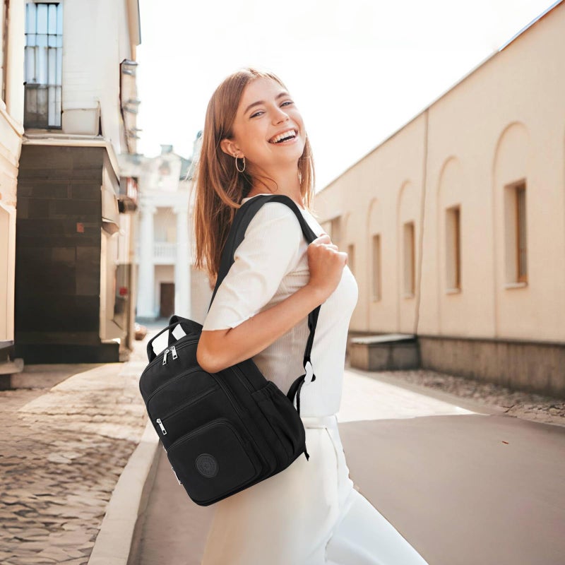 Sisipoet Mini Backpack for Women, 2pcs Small Backpack for Ladies Bookbag Purse for Women with Handy Wallet and Luggage Strap, Black - Image 2