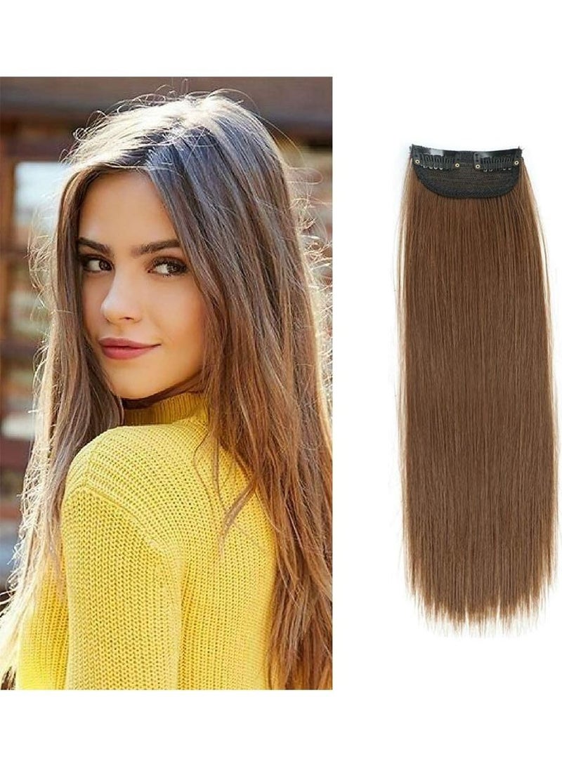 إستيل مشابك في قطعة شعر اصطناعي قصير مفرود قطعة شعر دبوس شعر غير مرئية لتخفيف الشعر وإضافة حجم الشعر الطبيعي المنفوش عالي الشعر 2 قطعة بني - Image 1