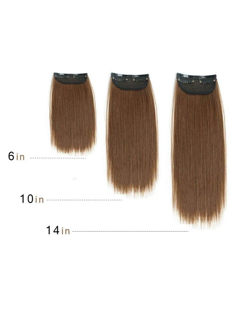 إستيل مشابك في قطعة شعر اصطناعي قصير مفرود قطعة شعر دبوس شعر غير مرئية لتخفيف الشعر وإضافة حجم الشعر الطبيعي المنفوش عالي الشعر 2 قطعة بني - Image 2