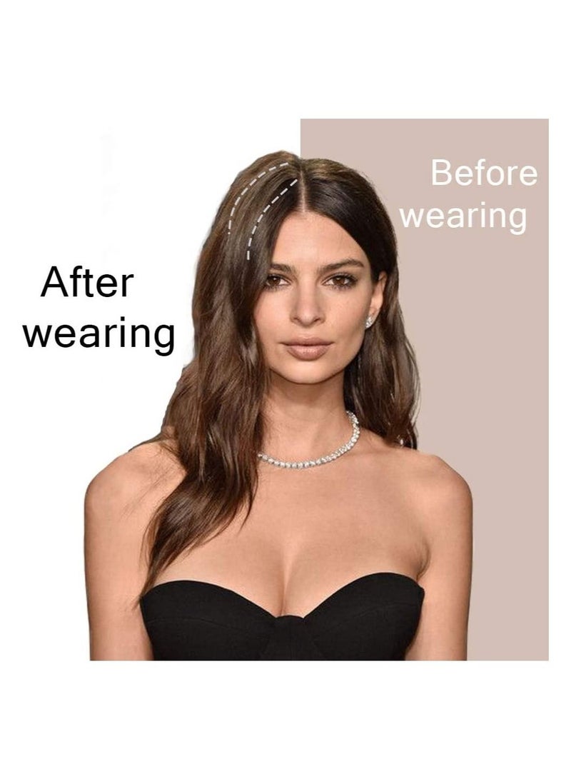 إستيل مشابك في قطعة شعر اصطناعي قصير مفرود قطعة شعر دبوس شعر غير مرئية لتخفيف الشعر وإضافة حجم الشعر الطبيعي المنفوش عالي الشعر 2 قطعة بني - Image 4