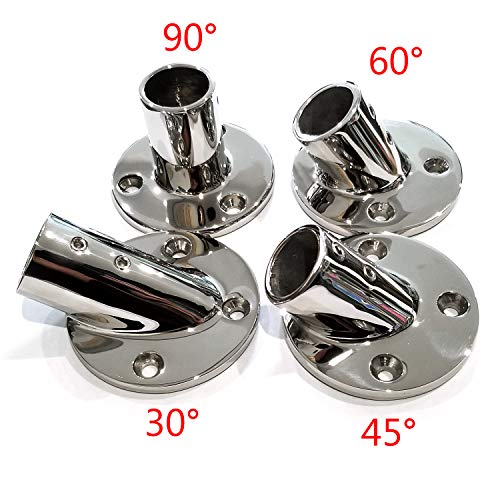 keehui Heavy Duty 316 Stainless Steel Marine Grade Casting Boat Hand Railing Fittings 1'' Round Base 90 Degree Tube Base - Image 5