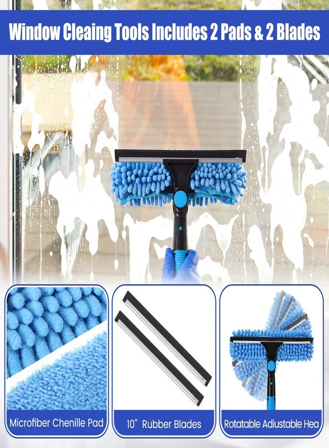 Singhoow Window Cleaning Kit with Bucket 71" Long Handle 4-in-1 Rotatable Window Squeegee and Microfiber Scrubber Pads High Windows Washing Tool for Commercial Home Outdoor Car - Image 3