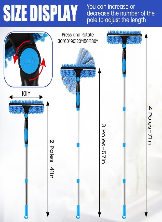 Singhoow Window Cleaning Kit with Bucket 71" Long Handle 4-in-1 Rotatable Window Squeegee and Microfiber Scrubber Pads High Windows Washing Tool for Commercial Home Outdoor Car - Image 4