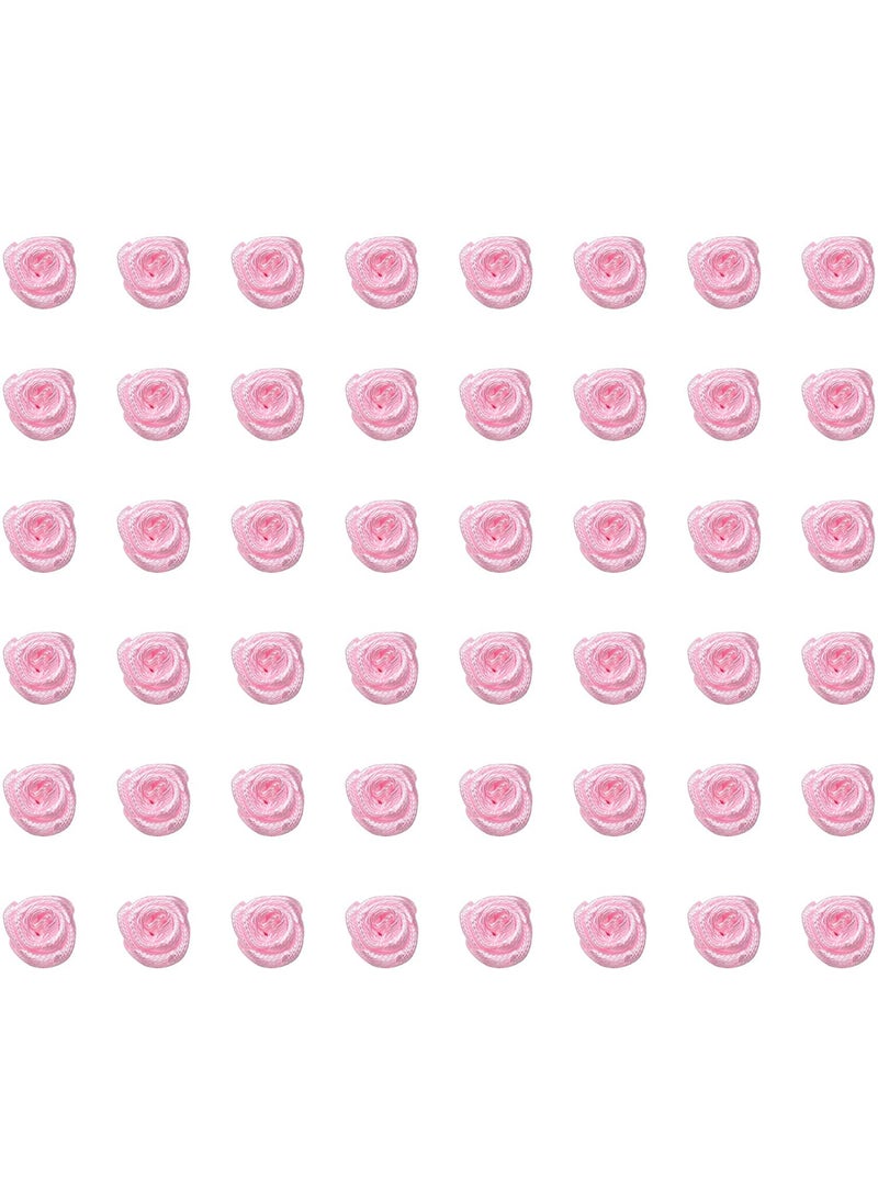 TIMESETL - TIMESETL Mini Satin Ribbon Roses Flowers for Crafts Sewing Embellishment Supplies for DIY Craft Projects. Pack of 100 Pcs (Pink) - Image 1