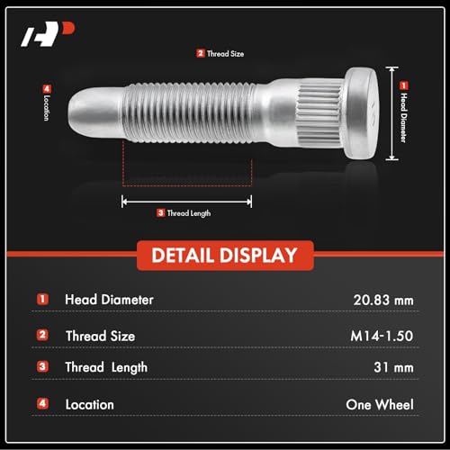 A-Premium M14-1.50 Wheel Studs Compatible with Chevrolet Silverado 1500 2500 HD Suburban Tahoe Express GMC Sierra 3500 Yukon Cadillac Hummer 6-PC Set - Image 2