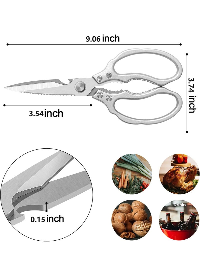 TDAO Heavy Duty Sharp Kitchen Scissors, with Non-Slip Aluminum Alloy Handle,Heavy Duty Food Shears,Stainless Steel Multi-Functional Kitchen Shears , Outdoor garden shears, Cooking Shears for Meat, Chicken, Fish, Poultry, Herb, Bread,Outdoor gardening (Silver) - Image 3
