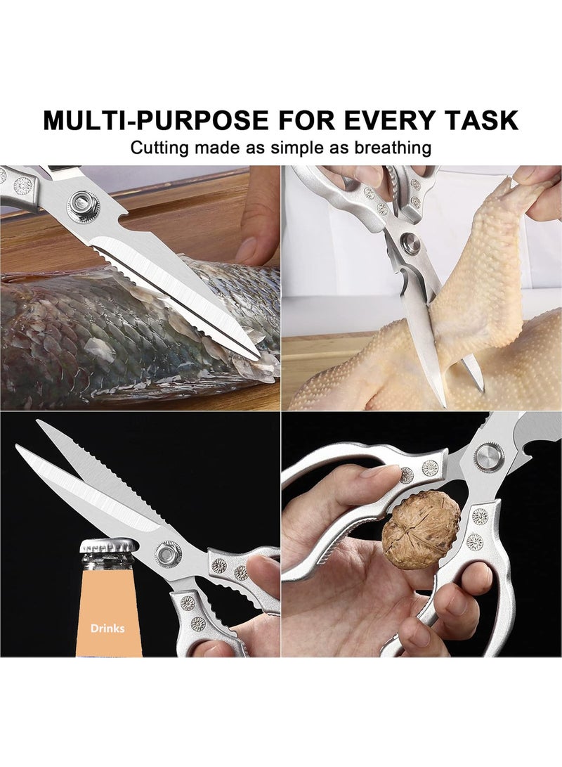 TDAO Heavy Duty Sharp Kitchen Scissors, with Non-Slip Aluminum Alloy Handle,Heavy Duty Food Shears,Stainless Steel Multi-Functional Kitchen Shears , Outdoor garden shears, Cooking Shears for Meat, Chicken, Fish, Poultry, Herb, Bread,Outdoor gardening (Silver) - Image 5