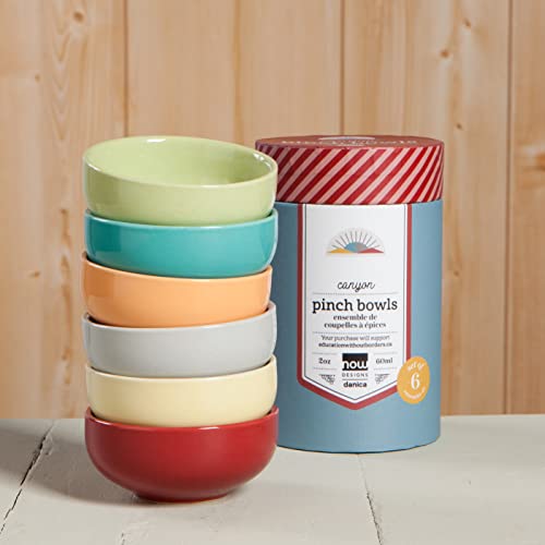 Now Designs Canyon Ceramic Pinch Bowl Set, Soy Sauce Dish, Set of 6, 2 oz - Image 2