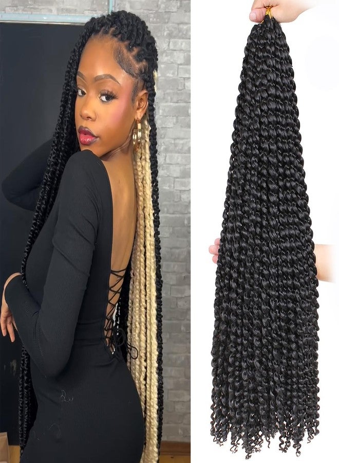 ZRQ Passion Twist Hair Natural Black 7Packs 30 Inch Water Wave Crochet Hair Goddess Bohemian Spring Twist Hair for Butterfly Locs Crochet Hair Synthetic Braiding Hair Extensions #1B - Image 1