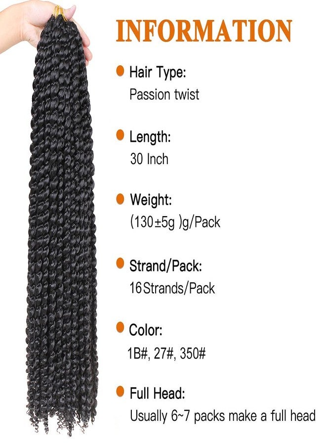 ZRQ Passion Twist Hair Natural Black 7Packs 30 Inch Water Wave Crochet Hair Goddess Bohemian Spring Twist Hair for Butterfly Locs Crochet Hair Synthetic Braiding Hair Extensions #1B - Image 2