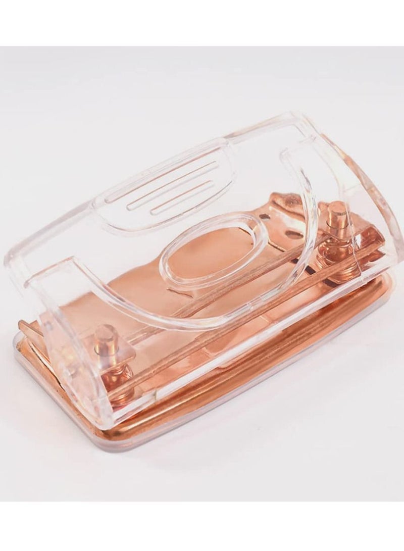 Y&D 2 Hole Punch, Double Puncher, Clear Lid Paper Punching Tool, Office Supplies for Card Files Document (Rose Gold) - Image 2