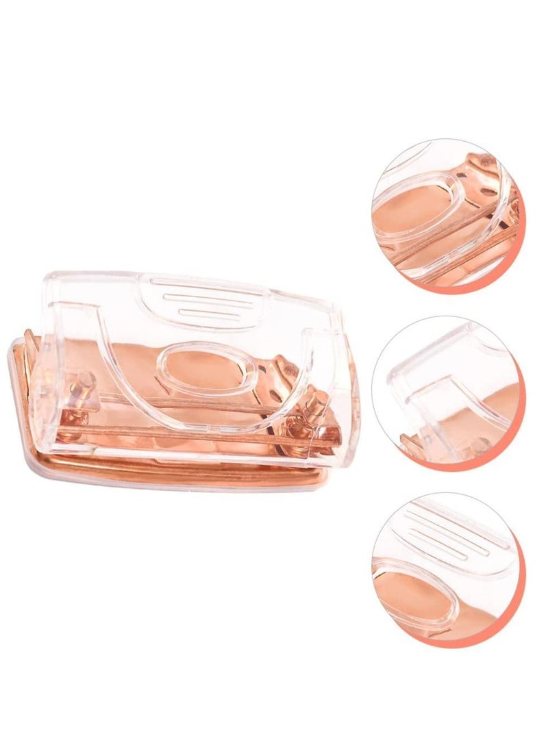 Y&D 2 Hole Punch, Double Puncher, Clear Lid Paper Punching Tool, Office Supplies for Card Files Document (Rose Gold) - Image 4