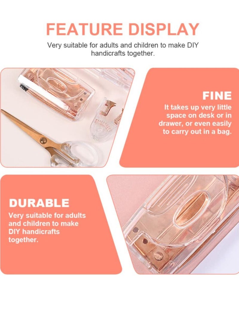 Y&D 2 Hole Punch, Double Puncher, Clear Lid Paper Punching Tool, Office Supplies for Card Files Document (Rose Gold) - Image 3