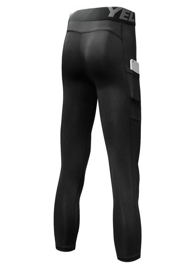 YEL PRO 3 Packs Men High Waist Yoga Pants Quick Dry Sports Pants Fitness Leggings Workout Pants with Pocket - Image 3