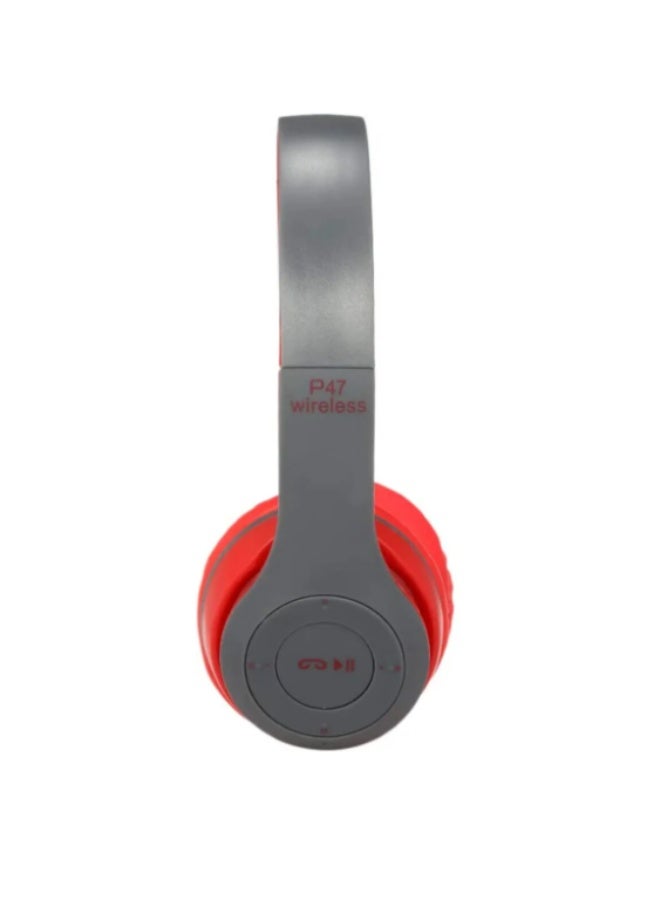 P47 Bluetooth Wireless Over-Ear Headphones, Red - Image 4