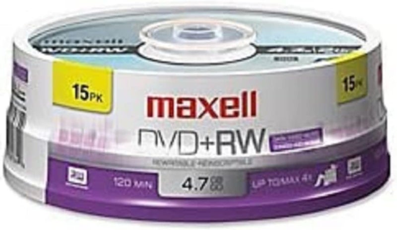 Maxell Dvdrw Rewritable Disc 47 Gb 4x Spindle Silver 15pack - Image 1