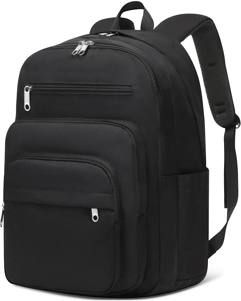FOKDUVB Backpack for Middle High School Teen Boys Girls Large College Bookbag with Laptop Compartment Back to School Book Bags Mochilas Escolares para NiÃ±os NiÃ±as Adolescentes (Black, Solid) - Image 1