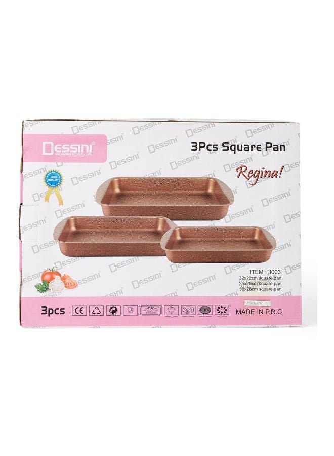 ديسيني طقم مقالي مربعة من الجرانيت من 3 قطع وردي Square Pan 1 (33x22), Square Pan 2 (35x25), Square Pan 3 (38x28)سم - Image 4