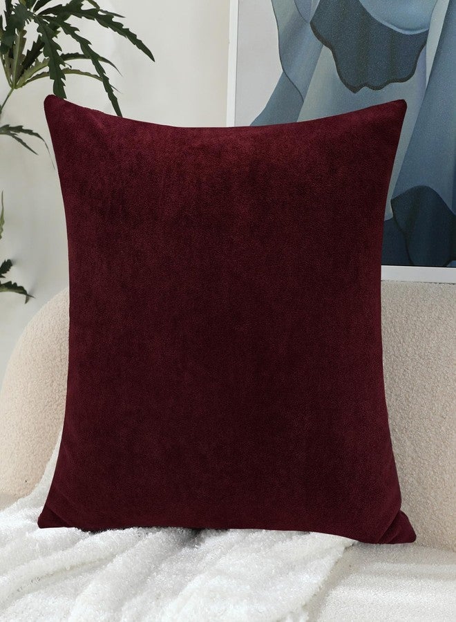 Jeneoo Burgundy Decorative Jacquard Throw Pillow Covers Soft Chenille Comfy Square Couch Cushion Cases Decor (Set of 2, 18 x 18 Inches) - Image 3