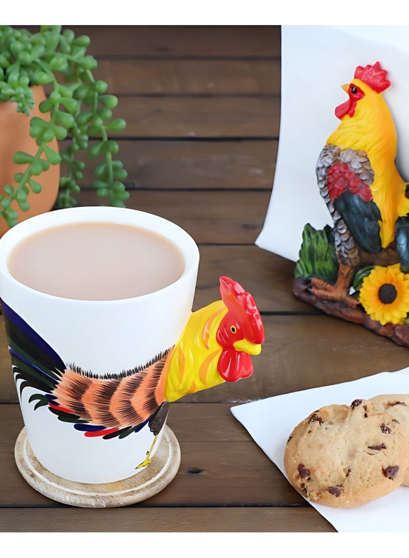 سولاري مج قهوة من السيراميك مطلي يدويا على شكل حيوان ثلاثي الأبعاد سعة 450 مل مع طبعة حيوانات متنوعة مناسبة للشاي والقهوة والحليب، هدية مثالية للأطفال والمراهقين والرجال والنساء (محمصة) - Image 5