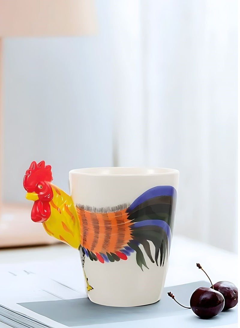 سولاري مج قهوة من السيراميك مطلي يدويا على شكل حيوان ثلاثي الأبعاد سعة 450 مل مع طبعة حيوانات متنوعة مناسبة للشاي والقهوة والحليب، هدية مثالية للأطفال والمراهقين والرجال والنساء (محمصة) - Image 2