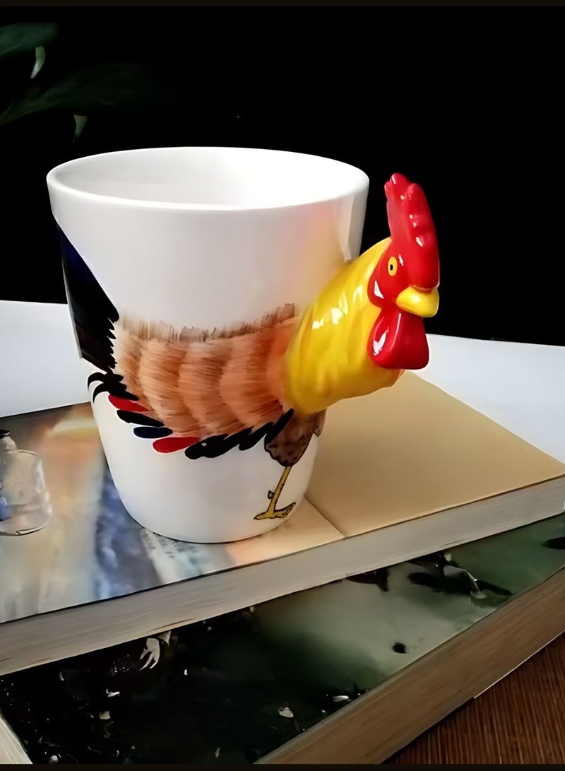 سولاري مج قهوة من السيراميك مطلي يدويا على شكل حيوان ثلاثي الأبعاد سعة 450 مل مع طبعة حيوانات متنوعة مناسبة للشاي والقهوة والحليب، هدية مثالية للأطفال والمراهقين والرجال والنساء (محمصة) - Image 4