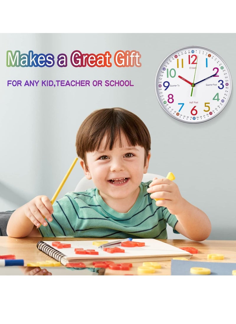 Dubkart - Learning Clock for Kids - Kids Wall Clocks for Bedrooms - Kids Wall Clock- Silent Analog Kids Clock for Teaching Time,for School Classrooms Playrooms and Kids Bedrooms - Image 1